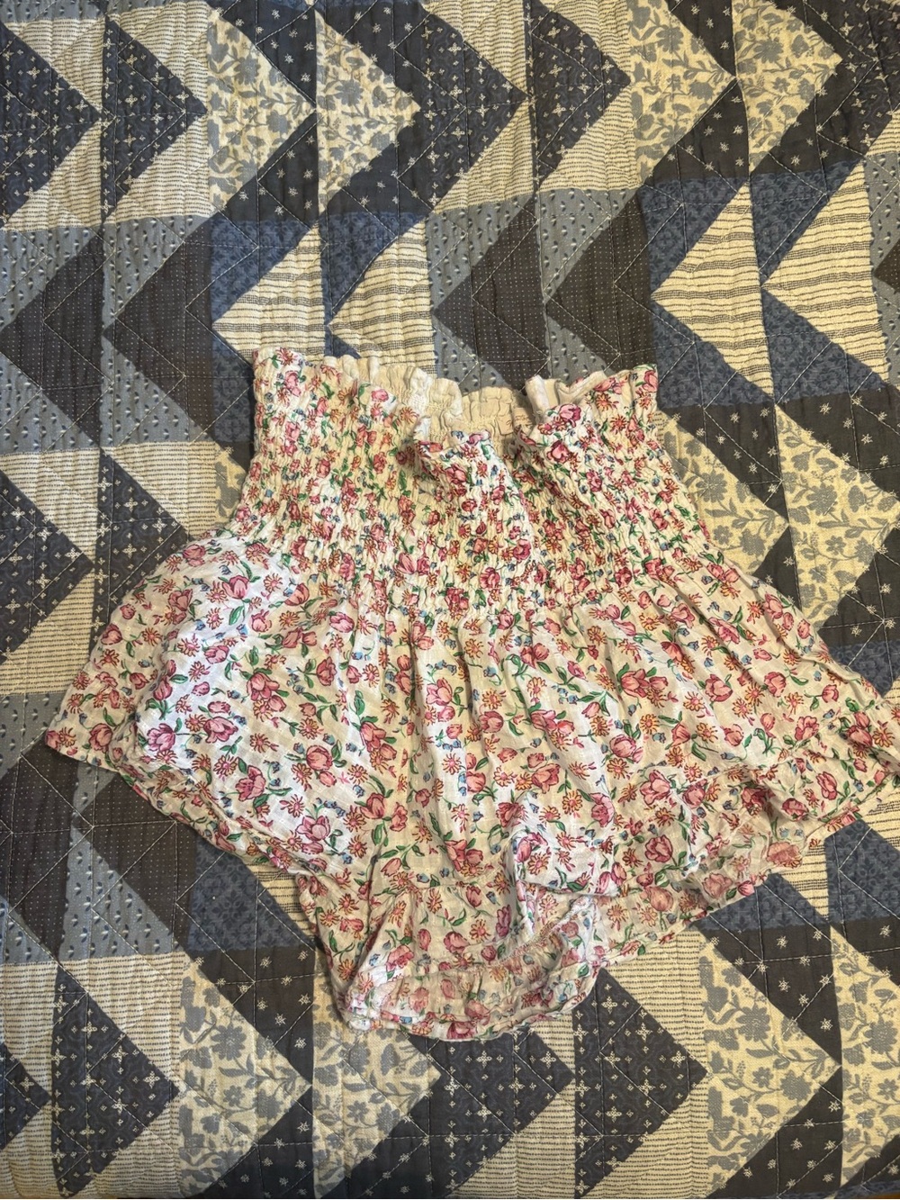 Anthropologie Floral Smocked Babydoll short